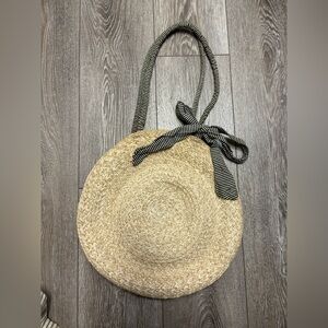 Fifth and luxe Tan and Black Straw Tote Bag